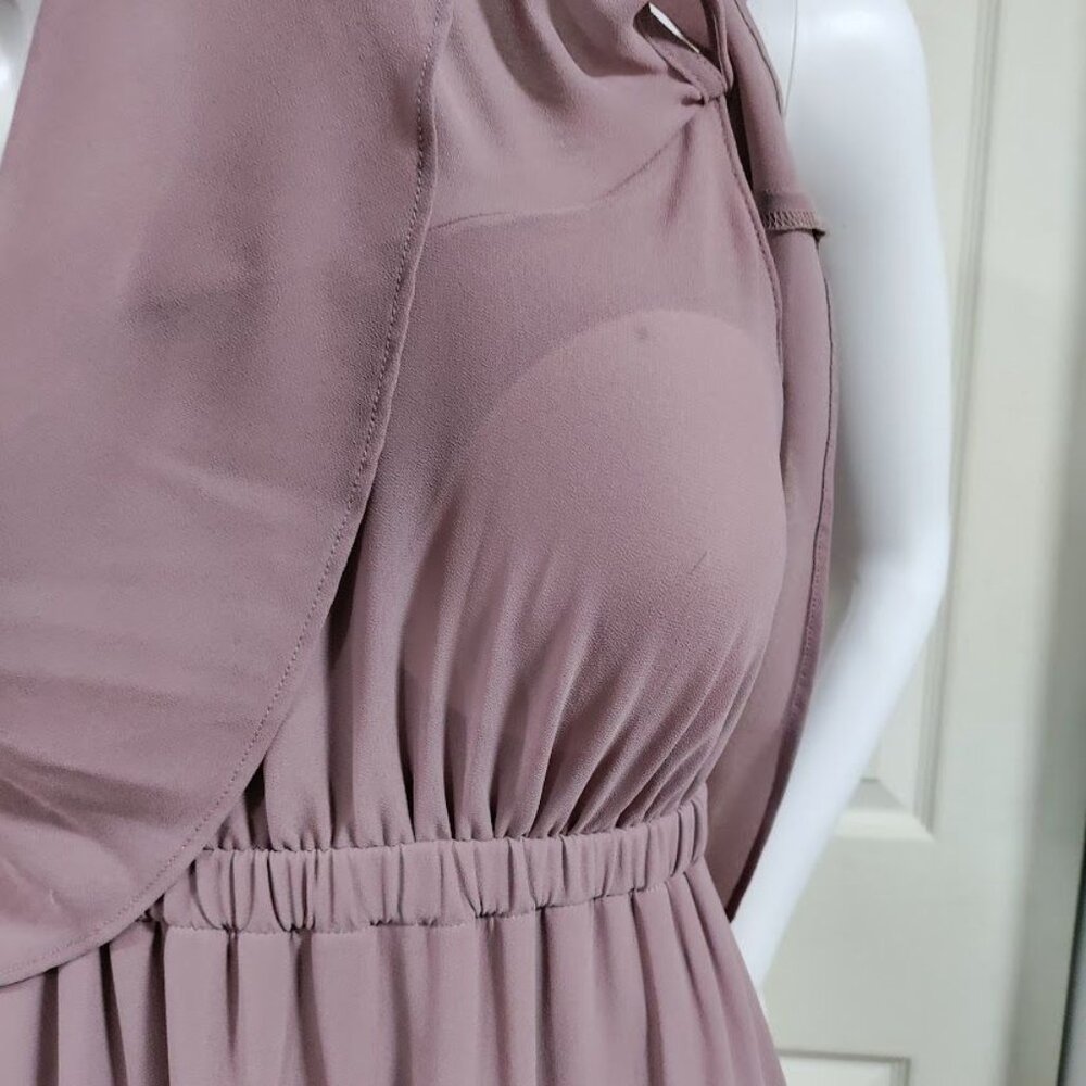 Show Me Your MuMu Caitlin Ruffle Maxi Dress Antique Rose Chiffon Boho Whimsy Fes - Picture 13 of 14